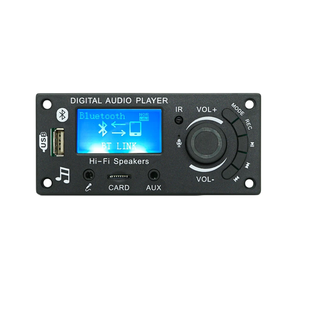 DC 12V Bluetooth 5.0 LCD MP3 WMA WAV Decoder Board Handsfree Car Audio Microphone Recording USB TF FM Mp3 Music Player Speaker