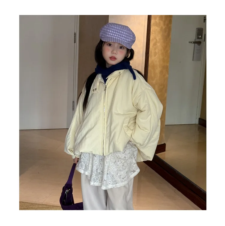 Детская одежда, модное свободное удобное пальто, осень-зима 202, новая теплая хлопковая стеганая куртка в корейском стиле для девочек
