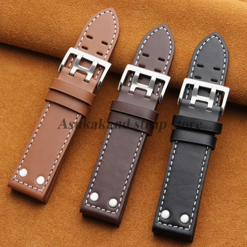 High Quality 20mm 22mm Fashion Leather Watch Bands for Hamilton KHAKI AVIATION FIELD Watchstrap Soft Men's Replacement Bracelets
