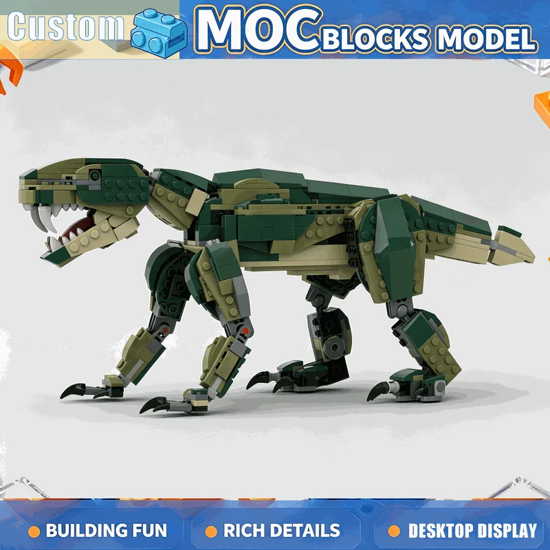 614PCS Prehistoric Predator Building Blocks MOC Model Ancient Beast DIY Creative Assembly Educational Christmas Gift Collection
