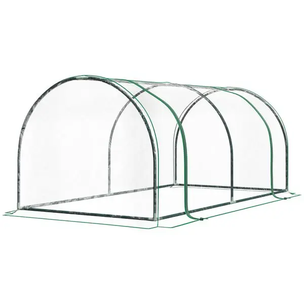

7' x 3' x 2.5' Mini Greenhouse, Portable Greenhouse Hot House with 4 Zippered Doors & PVC Cover for Outdoor Garden Lawn, Cl