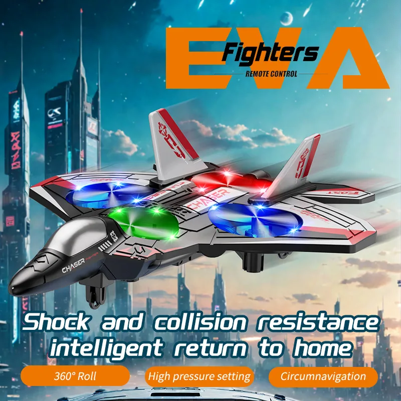 Colorful Lights Foam Remote Control Fighter Drone Kids RC Airplane Model Toy Durable Quadcopter Aerial Model with LED Effects