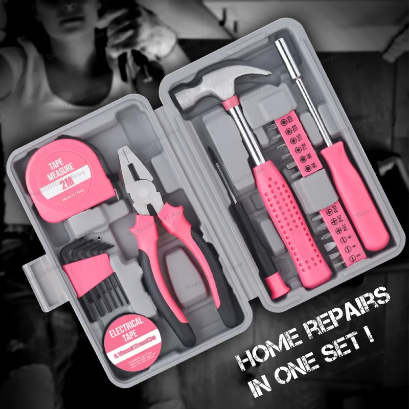 For 24-Piece Set Household Tools Multifunctional Toolbox Hardware Tool Box Hammer Precision Batch Maintenance Set