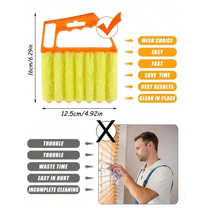 Handheld Blind/Car Window Cleaner Curtain Duster With Removable Microfiber Cover For Convenient Cleaning, Air Conditioner