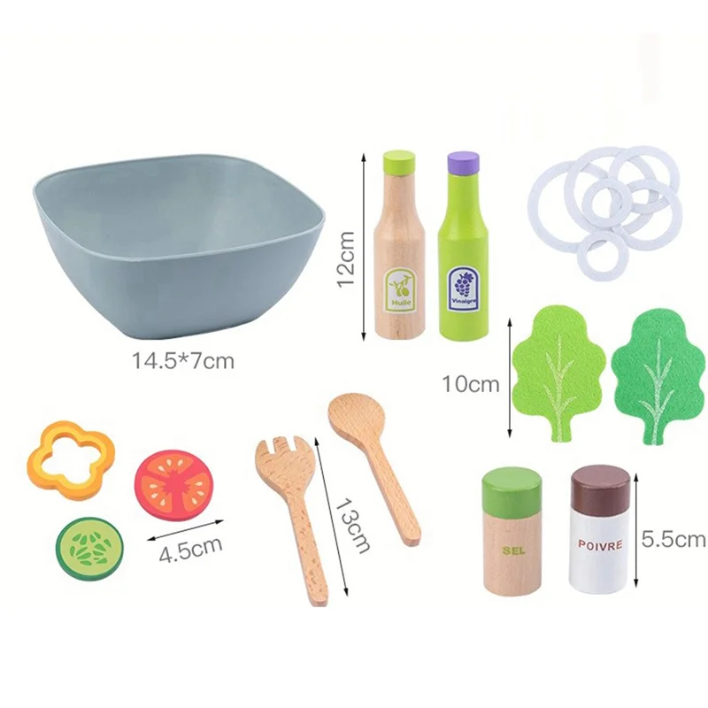3X مطبخ للأطفال يمكنك صنعه بنفسك للطهي والتظاهري ومحاكاة طعام المطبخ الخشبي للأطفال - سلطة الخضار