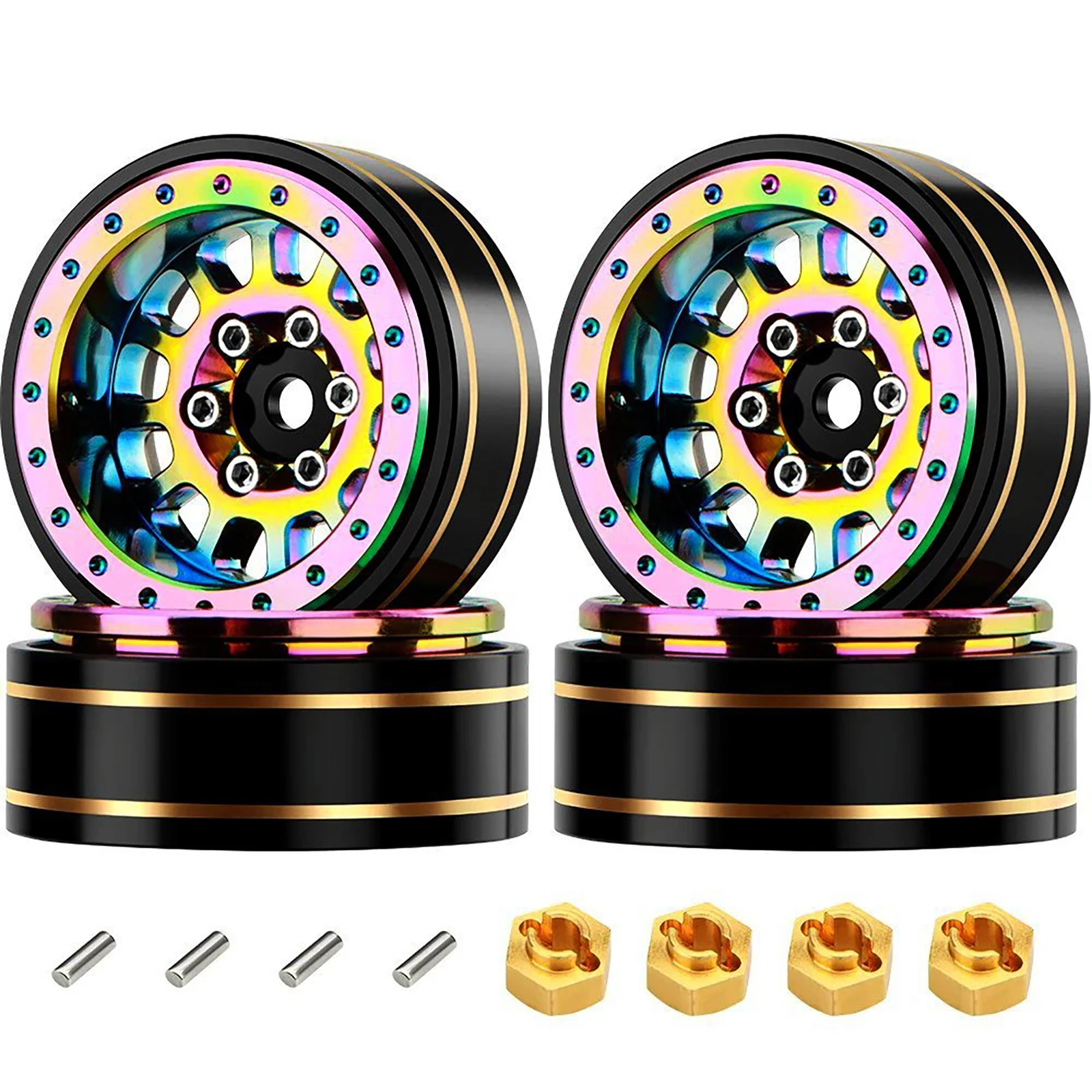 

4PCS 1.1inch Brass + Al Alloy Beadlock Wheel Rims Wheel Hubs for Traxxas TRX4M 1/18 for Axial SCX24 for FMS FCX24 1/24 RC Car