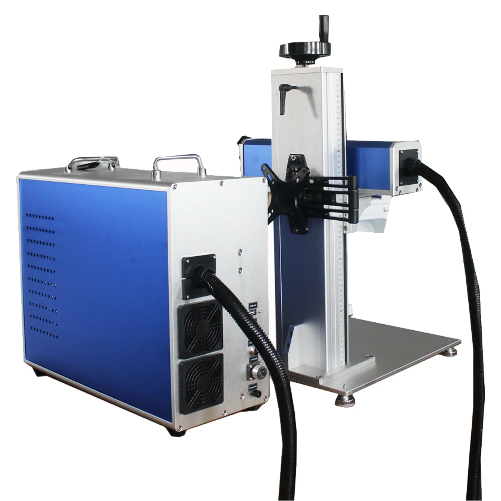 Us stock 50w geteilte Faserlaser beschriftung maschine für Laser gravur becher mit jpt Laser rotations achse FDA-Industrie maschinen