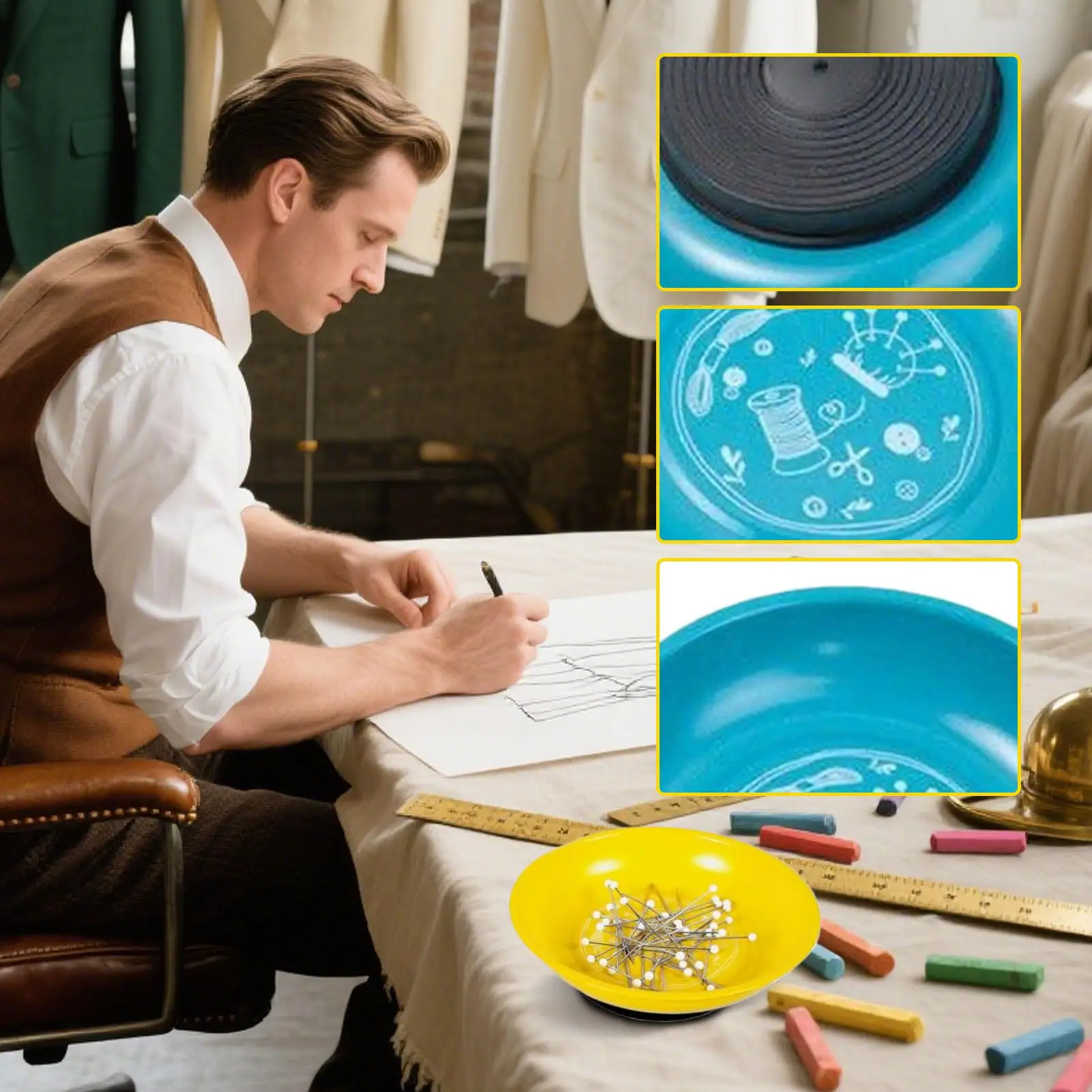 

Подушка для булавок для шитья, магнитный держатель для булавок с иглами, лоток для шитья, лоток из нержавеющей стали для заколок для волос, одеял, ногтей, вышивки