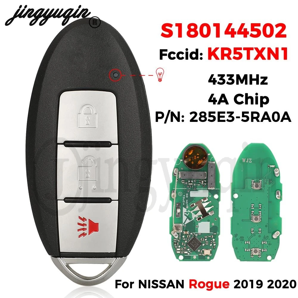 jingyuqin 3Buttons 433Mhz for NISSAN Rogue 2019-2020 Remote Smart Key 4A NCF29A1M 285E3-5RA0A Fob KR5TXN1 S180144502