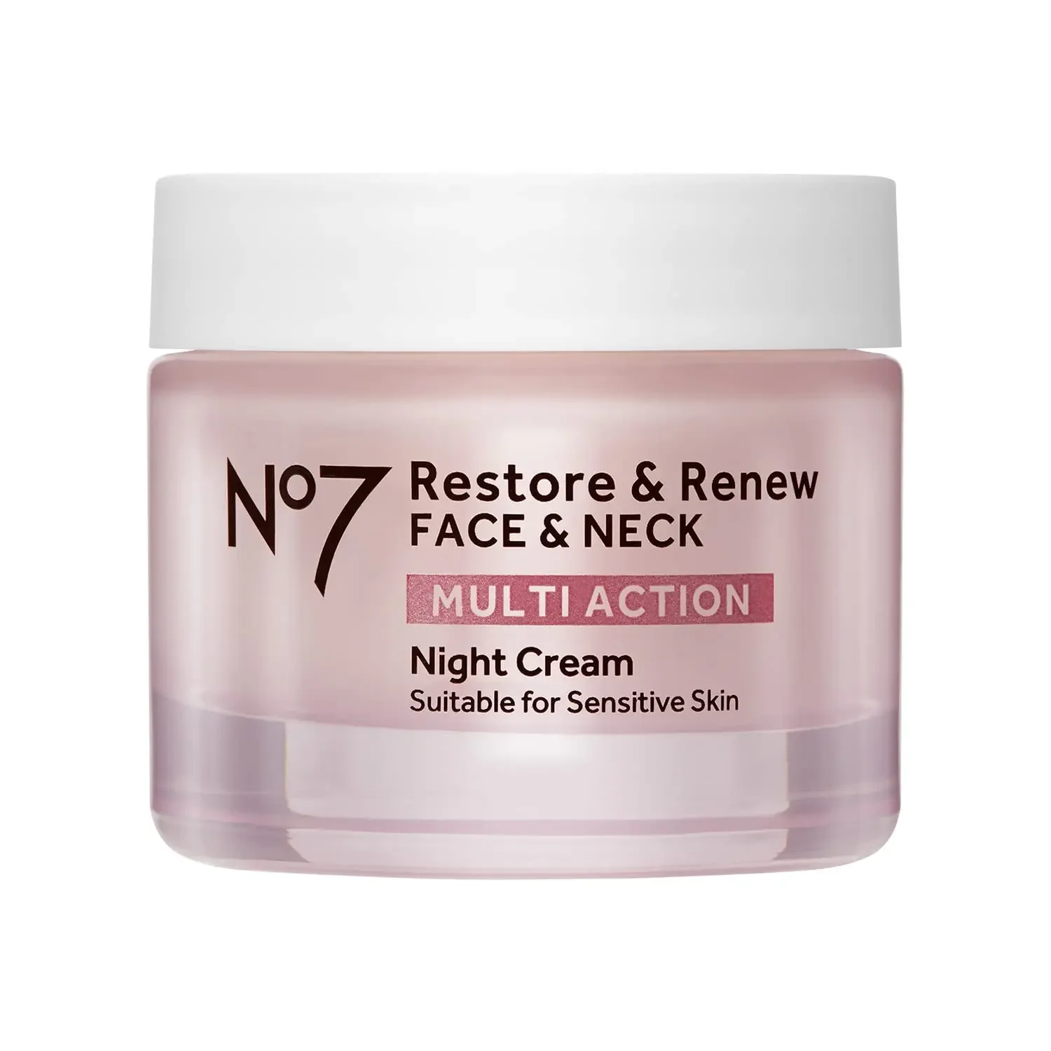 No7 Restore & Renew Multi Action Night Cream for Face & Neck, Anti-Aging Moisturizer with Collagen Peptides, 1.6 oz