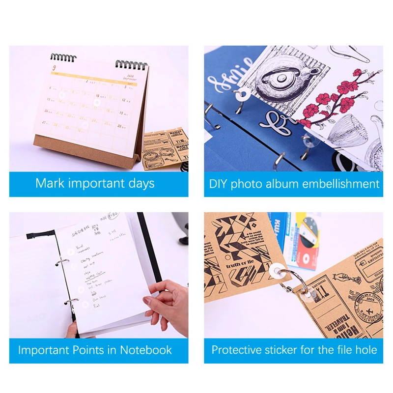 Hole Punch Protector Labels Loose Leaf Book Protection Hole Reinforcement Round Stickers Self Adhesive Binding Paper Sticker