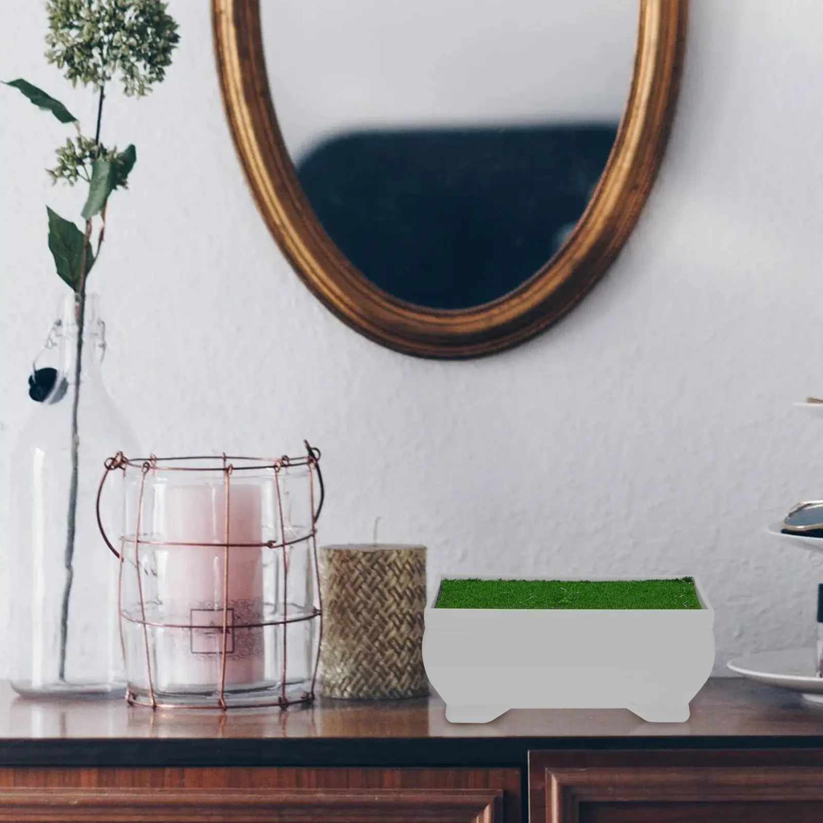 

1 Set Simulated Flowerpot Foam Flocking Plastic Plant Pot Decorative Bonsai Container for Home Garden Balcony Desk Ornament