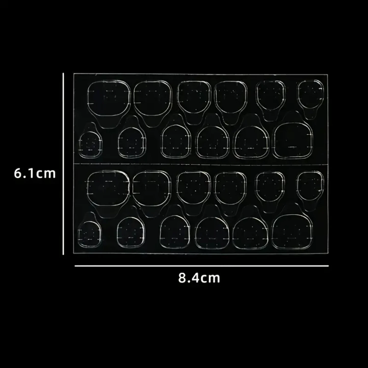 Fita adesiva dupla face flexível para unhas, 3mm, para arte em unhas diy, 6 folhas de cola gelatinosa e adesivos para unhas falsas para casa