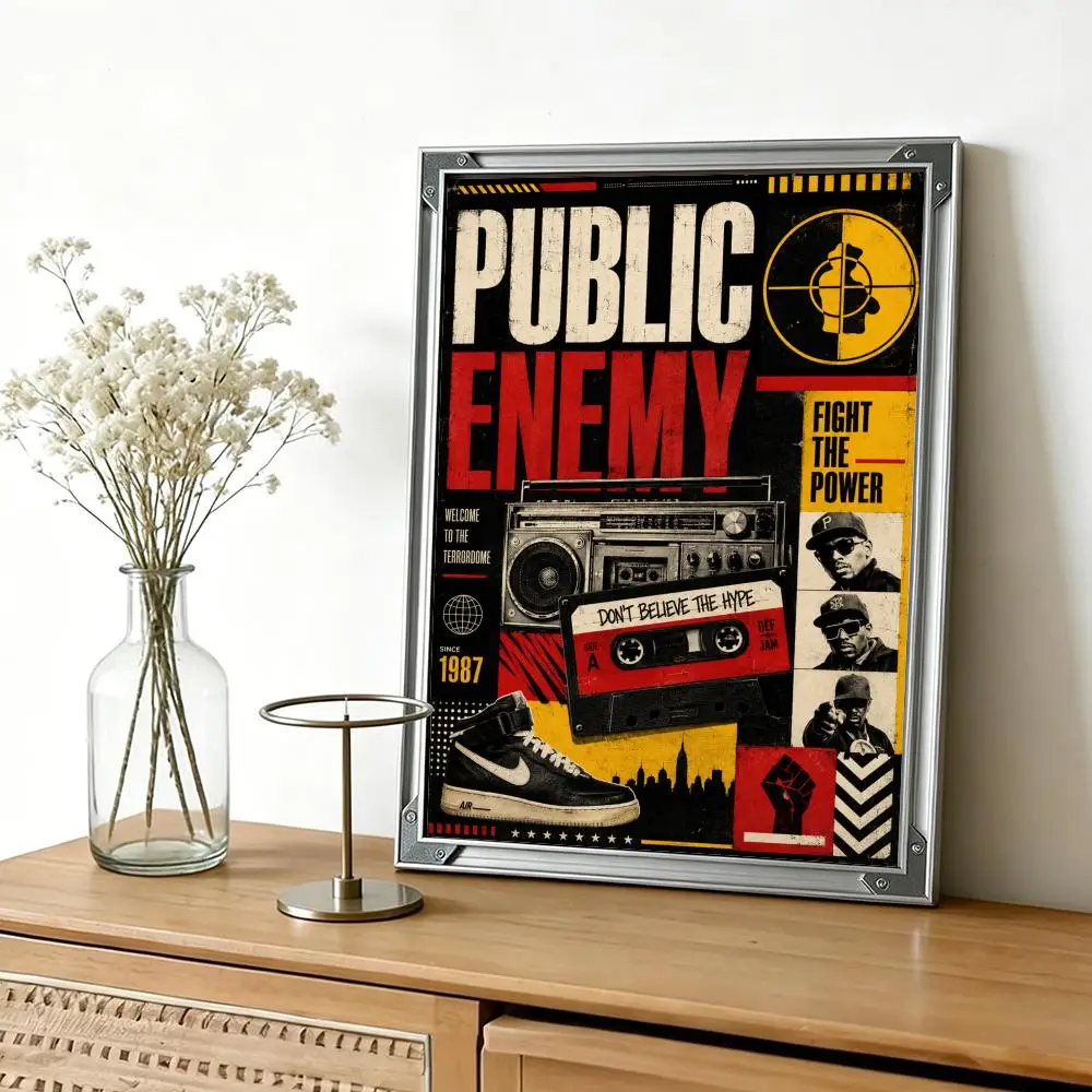 rapper P-Public E-Enemy Poster Artistic Stylish Wall Art for Home Office Bar Decor Living Ro hot  Reusable