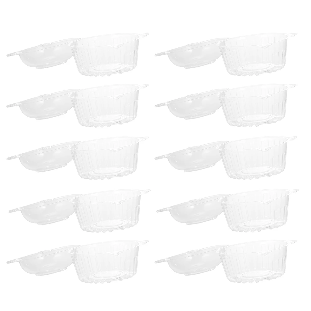 

50pcs Bakery Pastry Box Transparent Cake Case Disposable PET Plastic Dessert Container Storage Cookies Baking Party Home