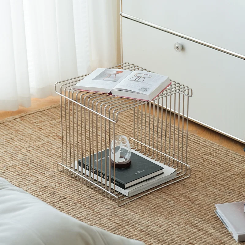 

Stainless steel line edge few creative combination household metal bookshelf medieval storage bedside