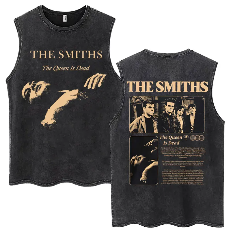 

Майки The Smiths The Queen Is Dead Washed 1980-х годов Инди Моррисси Мужчины Женщины Хип-хоп Футболка Негабаритный хлопковый жилет без рукавов