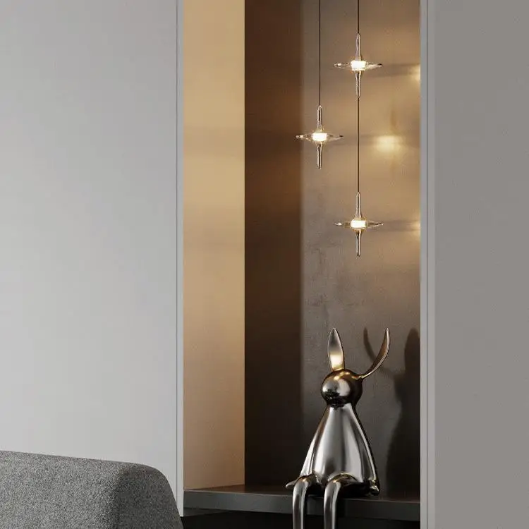 Personalized and creative long crystal screen for home use light luxury high-end atmosphere bedside entrance star pendant light