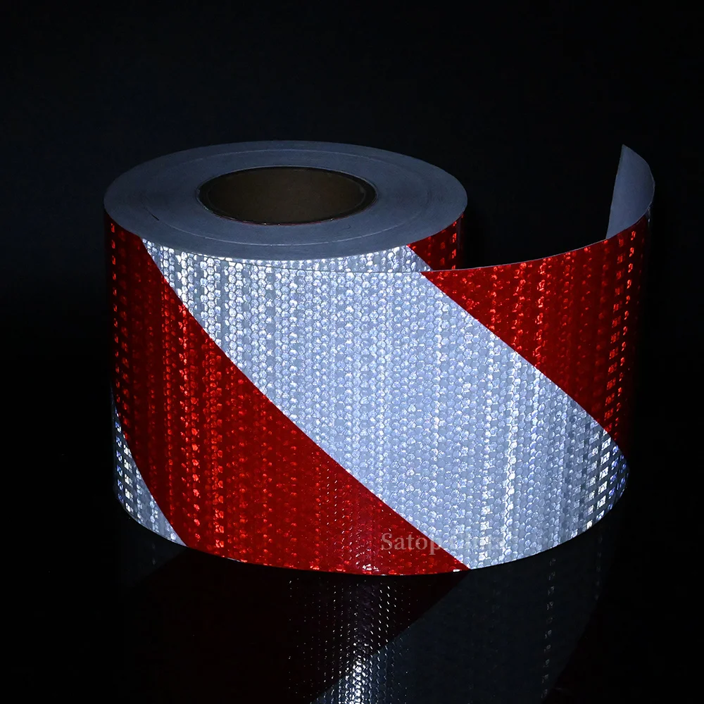 15CM*10M Reflective Safety Tapes White-Red Twill Conspicuity Automotive Vehicle Film Reflectors Trailer Stickers For Cars Trucks