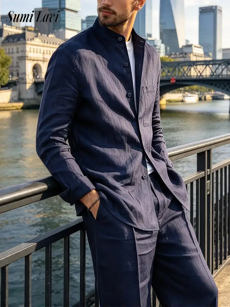 ensembles-deux-pieces-amples-pour-hommes-collection-automne-2026-couleur-unie-col-montant-manches-longues-et-pantalon-tenues-vintage-pour-hommes-ideales-pour-l'exterieur