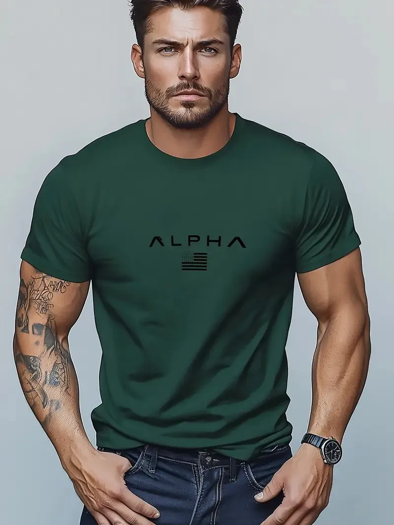 The new men's T-shirt for summer 2025 is breathable lightweight casual and fashionable with letter prints