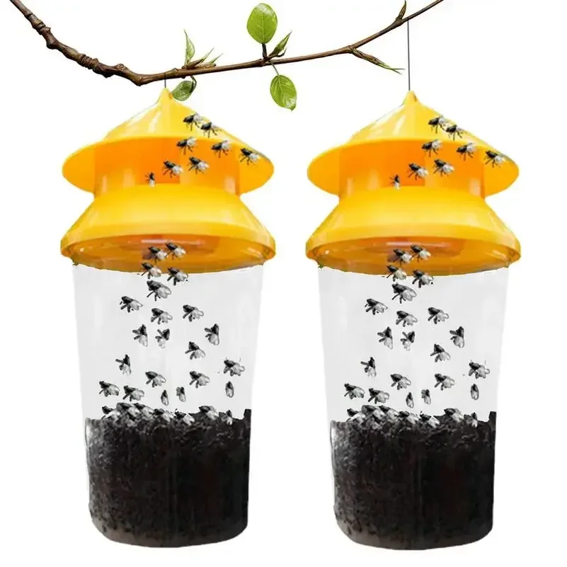 2pcs Reusable Fly Traps Fly Bait Bags Catchers Outdoor Firm Reliable Flytraps for Pastures Orchards Barns Farms Gardens Stables
