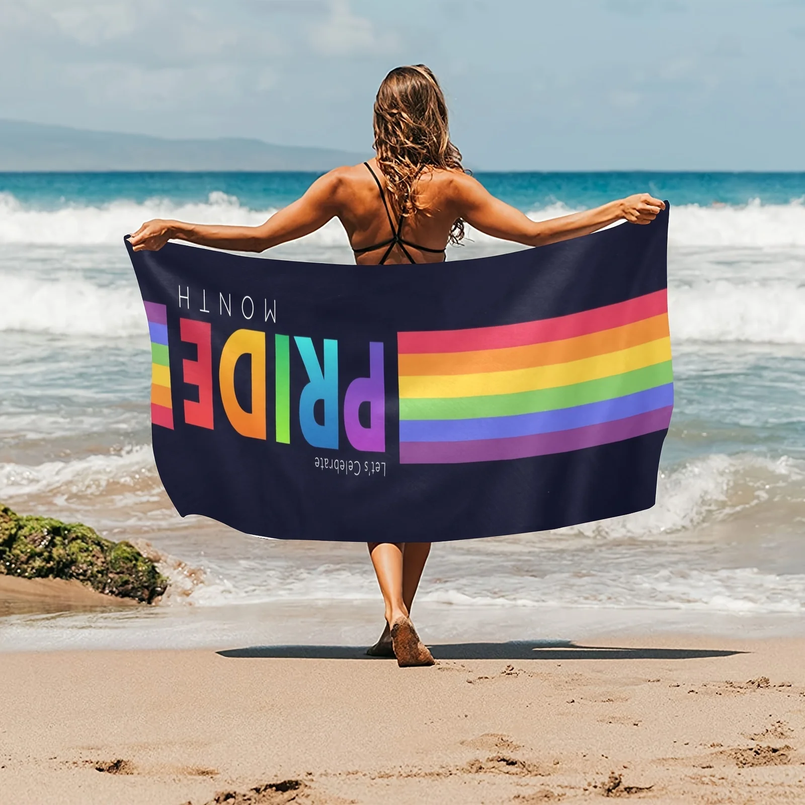 Pride Day Rainbow Beach Towels Beach Towel LGBT Beach Towel Stylish Pool Towels for Homosexuality Quick Dry Beach Towel