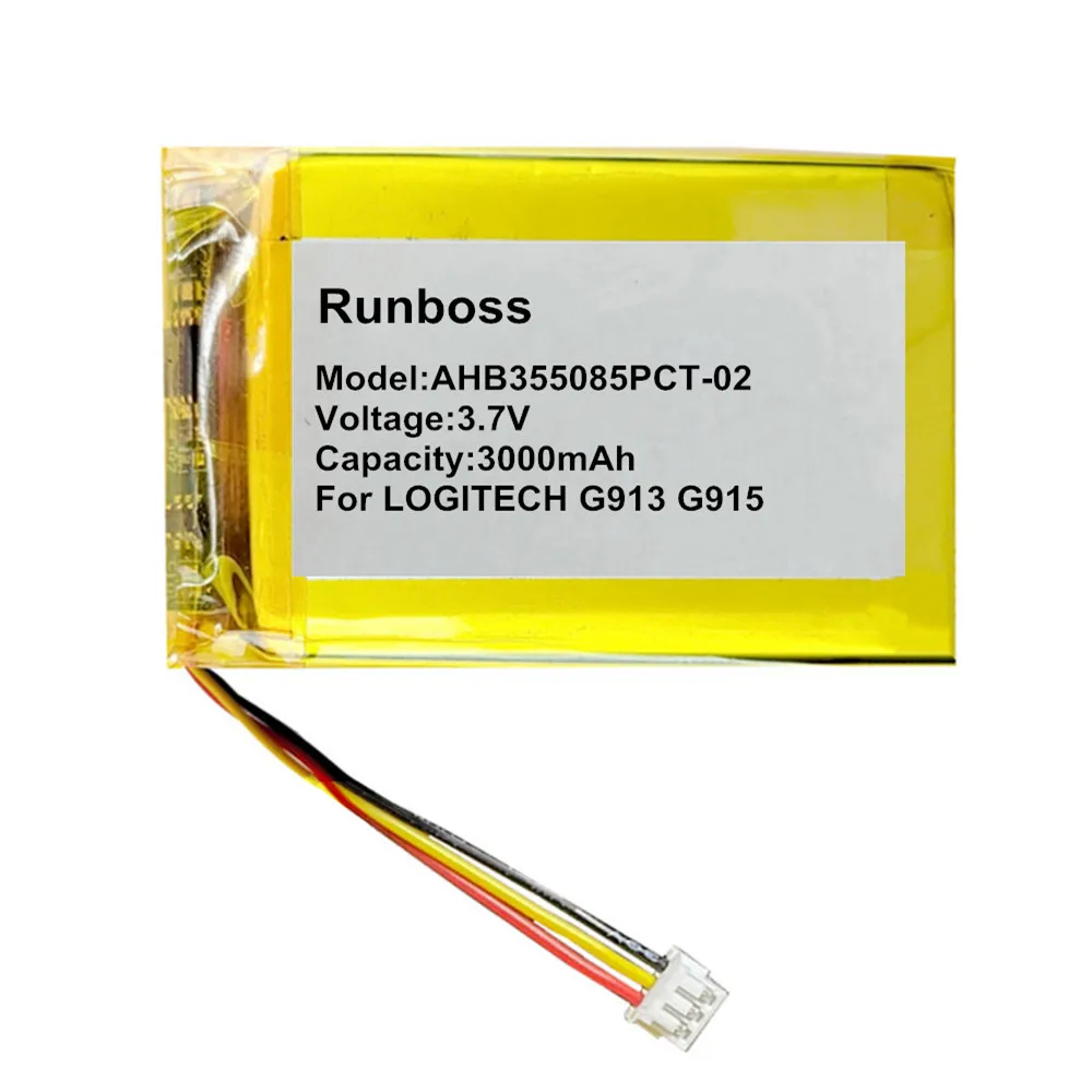 3.7V 3000mAh Li Polymer Battery For LOGITECH G913 G913TKL G915 915TKL Mechanical Keyboard Alternative AHB355085PCT-02 Batteries