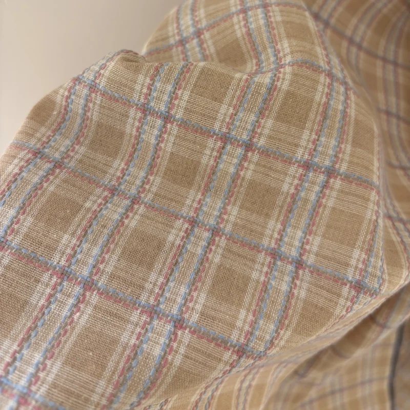 Polyester cotton plaid spring and autumn handmade DIY sewing fabric