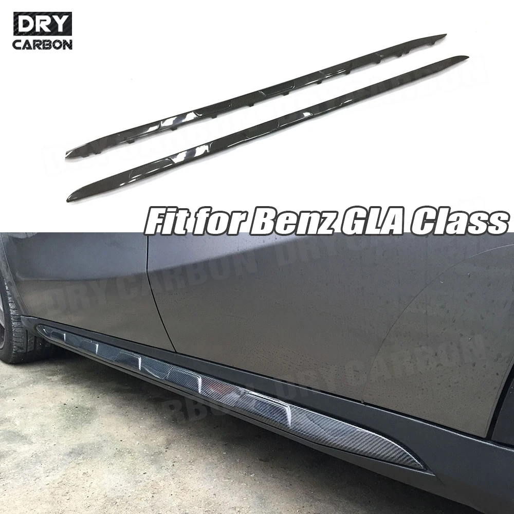 Carbon Fiber Side Skirts Aprons for Mercedes-Benz GLA Class GLA45 AMG GLA200 GLA250 2015-2019 FRP Side Bumper Extenstion Lip