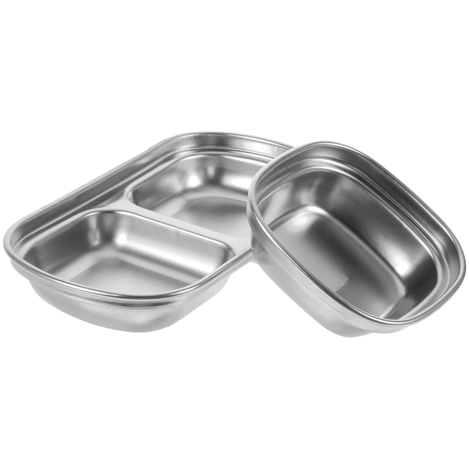 

2pcs Stainless Steel Sauce Dishes 304 Silver Single Double Kitchen Accessories Condiment Tray Easy Clean Dishwasher Suitable