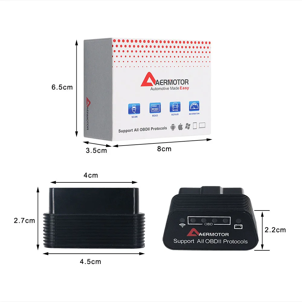 

Aermtor WIFI elm327 V1.5 OBD Vehicle Fault Diagnosis Tester OBD ELM327