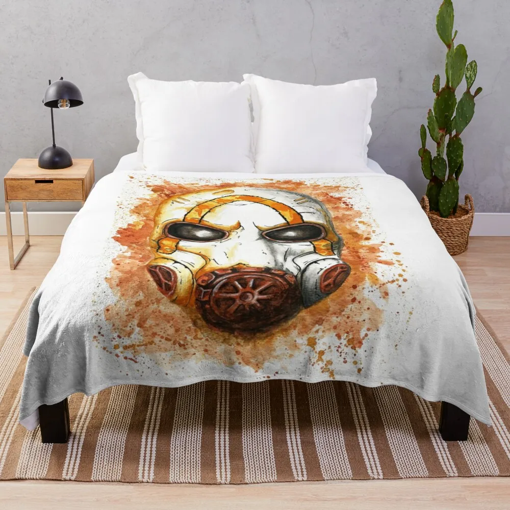 Psycho Mask Watercolor Throw Blanket Beach Shaggy bed plaid Thermals For Travel Blankets