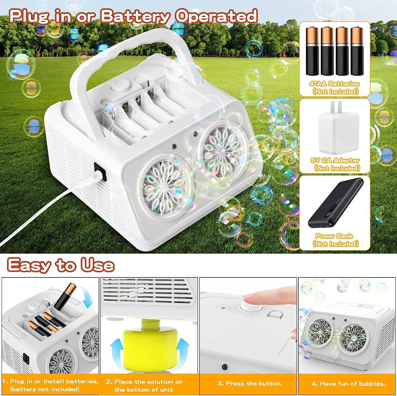 New 26-hole Stage Bubble Machine Two-hole Portable Automatic Outdoor Bubble Blowing Machine [without Batteries And Bubble Water]