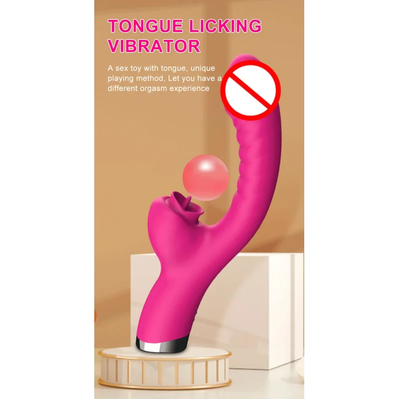 Vibrator For Women 2 In 1 Licking Machine Clitoris Stimulator G-Spot Powerful Vibro Dildo Wand Female Clit Sucker Adult Sex Toys