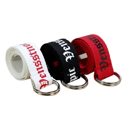 Fashion Neutral Nylon Canvas Belt Women Men D Ring Buckle Belt 130cm
