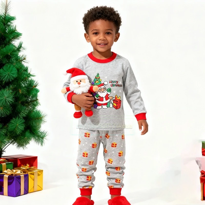 

Winter Autumn Boys Girls Sets 2025 Christmas T shirts Tops+Pants Sets Kids Clothes Children's Clothing Cotton