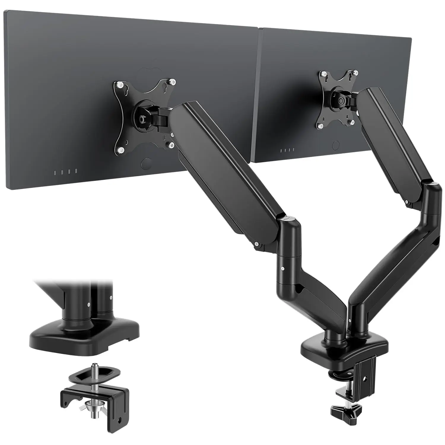 

Heavy-Duty Dual Monitor Stand with Keyboard Tray Height Adjustable VESA Mount for 2 Screens Office Home Gaming