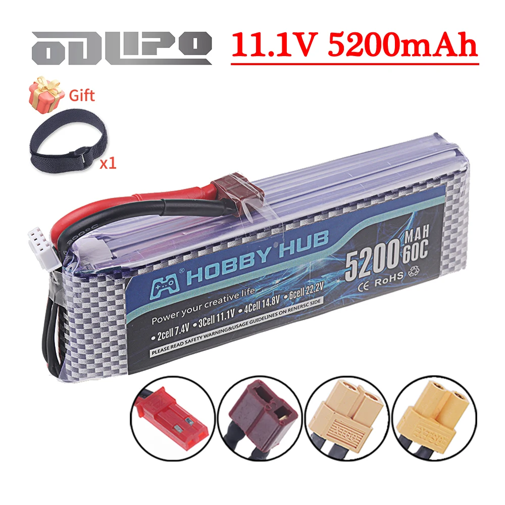 11.1V Lipo Battery 5200mAh 60C Battery with Deans T/XT60 plug For RC Airplanes Helicopters Car Truck Spare Parts 3S Batteries