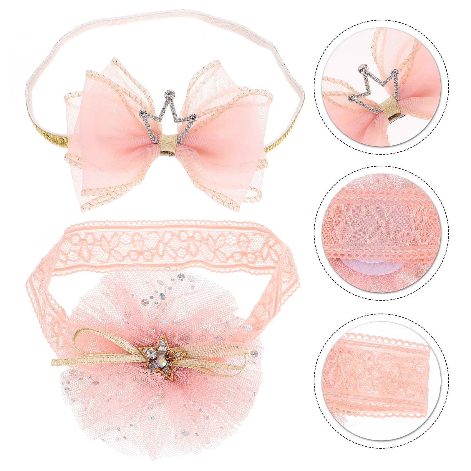 2 uds diadema de corona para bebé, diadema para recién nacido para fiesta de fotos, accesorio para el cabello para niña, diadema para recién nacido, diadema de corona infantil