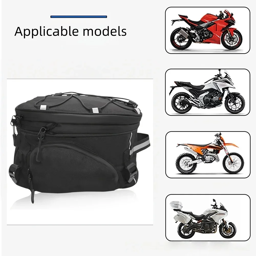Expandable Motorcycle Tail Bag, Dual Use Motorcycle Rear Seat Bag with Waterproof Rain Cover Motorbike Bags
