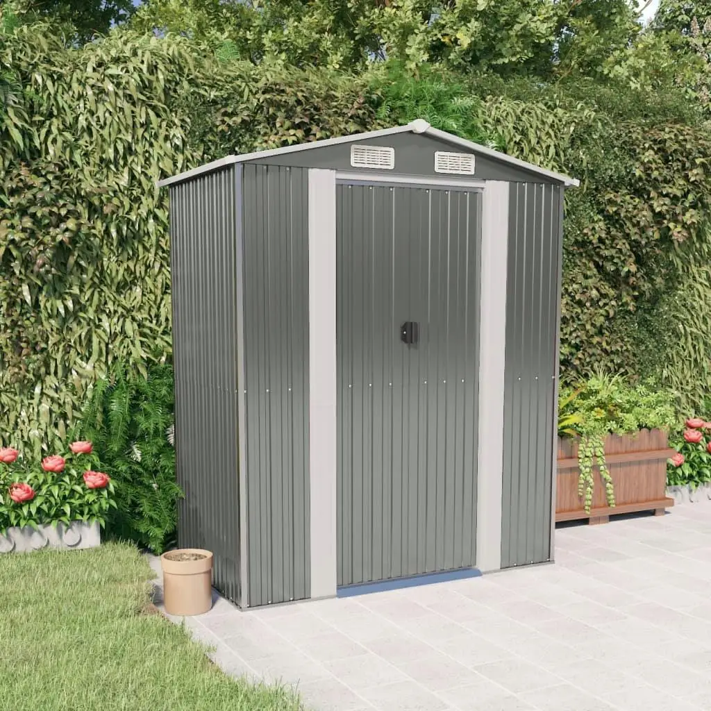 Light Gray Garden Shed - 75.6x42.5x87.8 Galvanized Steel Storage Solution