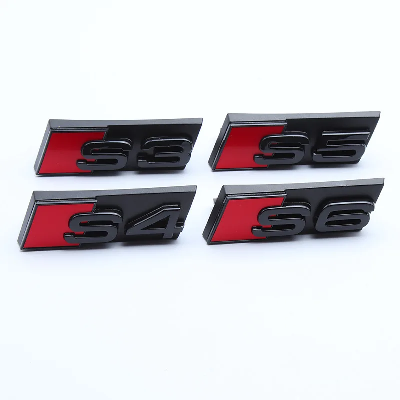 3D ABS Chrome Black Logo S3 S4 S5 S6 S7 S8 Emblem Car Front Grille Badge For Audi S3 S4 S5 S6 S7 S8 Accessories