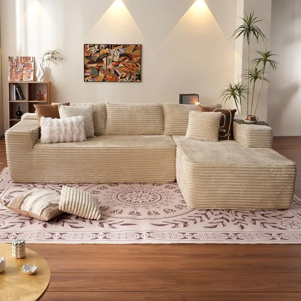 

104" Cloud Sectional Couch with L-Shape Chaise, Modern Modular Sofa with Deep Seat, Plush Upholstery w/ Reversible Chaise & Stor