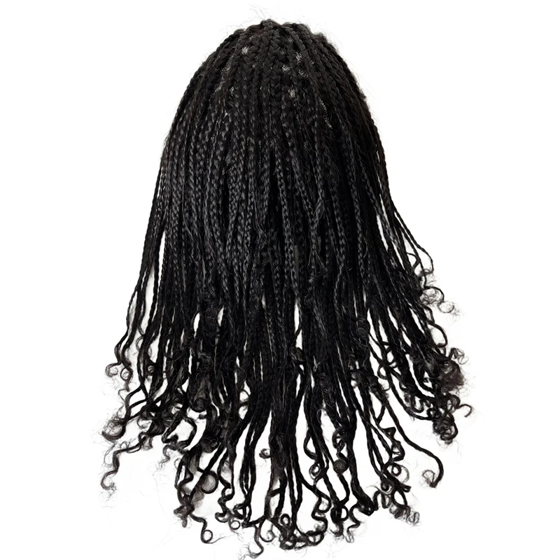 Brazilian Virgin Replacement 1# Color 14inches Box Braids 8x10 Full Lace Wig for Men Fast Express Delivery