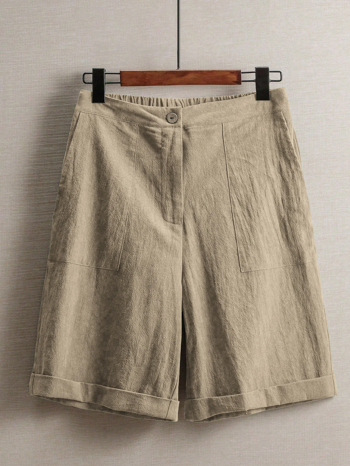 Sommerliche, leichte Damenhose mit fünf Taschen, weite, bequeme, gerade geschnittene Damenhose mit hoher Taille, modische Sport- und Freizeithose für den Außenbereich. – Detail 36
