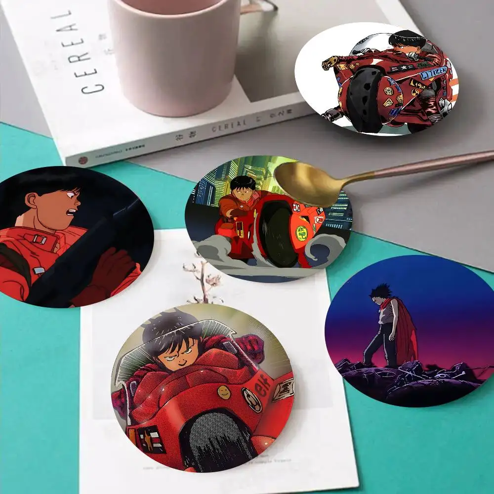 1pc A-KIRA Wooden Coaster Colour Printing Cup Mat Home Desk Decoration Gifts