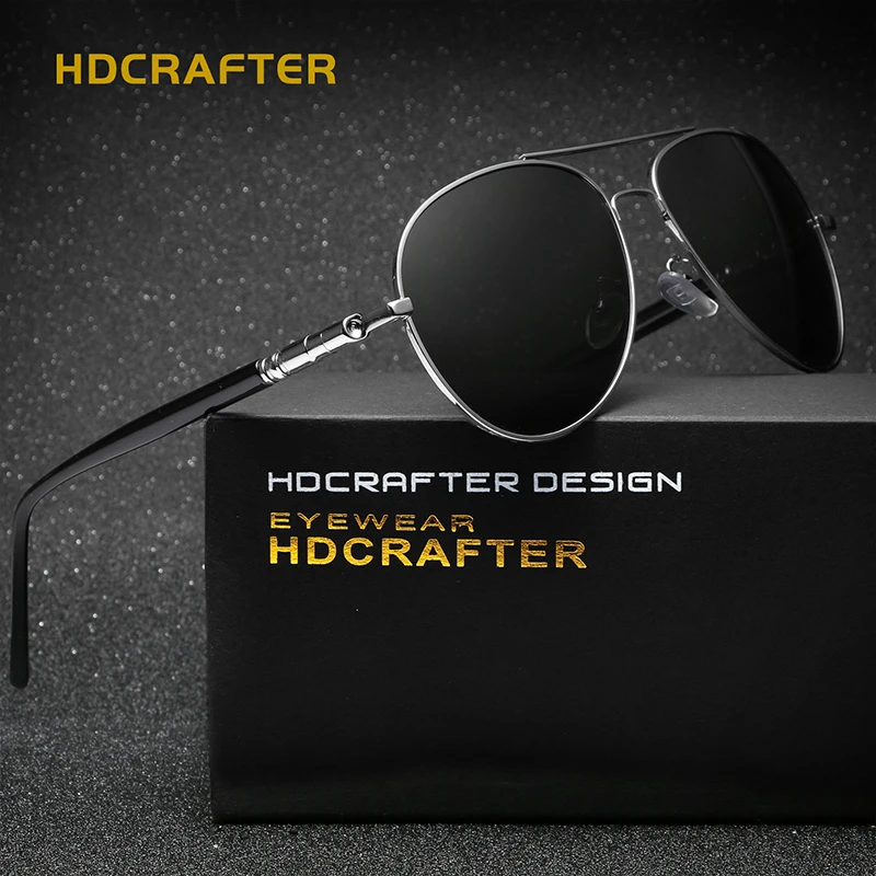 HDCRAFTER Polarized Lens Sunglasses for Men/Women Pilot Driving Sunglasses Alloy Classic Sun Glasses Oculos de sol masculino