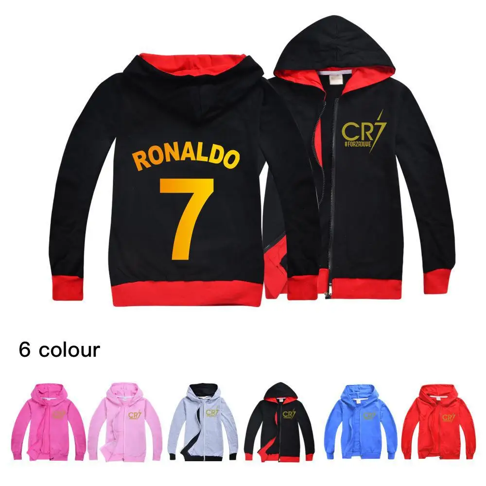 

Fashion Cristiano Ronaldo Hoodie CR7 Print Coats Football Star Sweatshirts Boys Girls Hoodies Tops Zipper jacket Kids Clothes