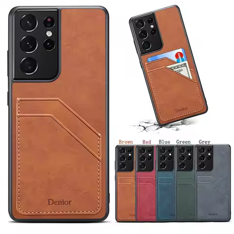 Luxury Leather Phone Case For Samsung S25 S24 Ultra Plus S23 FE S22 S21 S20 Note 20 Note 10 Ultra Plus A05S Card Holder Cover